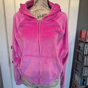 Victoria’s Secret On Point zip up hoodie and matching joggers hot pink velour L